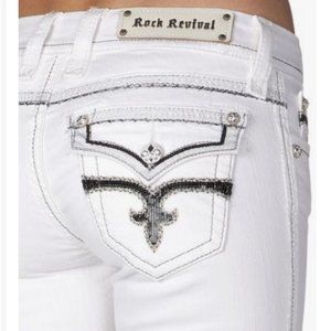 LKNW Rock Revival maggie skinny white jeans 27